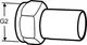 Anschlussverschraubung mit glattem Ende, hergestellt von IMI Hydronic Engineering, zeigt ein rohrförmiges Design und eine hexagonale Mutter für die Befestigung.